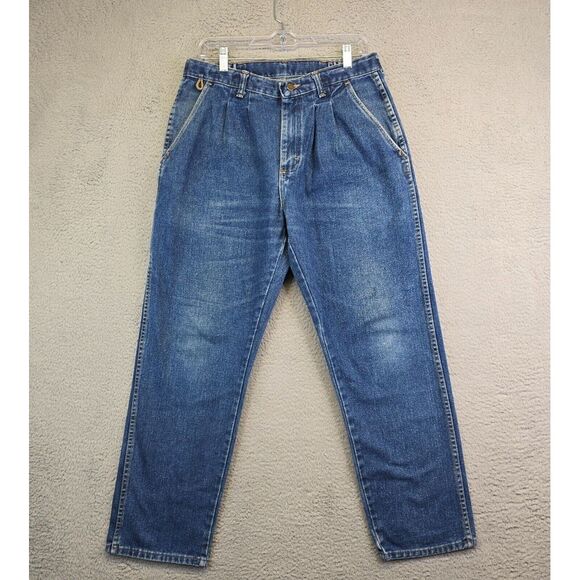 Wrangler Carpenter Jeans Mens 33x30 Straight Pleated Medium Wash Classic USA 90s - Picture 1 of 16